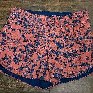 Reversible Lululemon Athletica Pink and Blue Floral Athletic Shorts